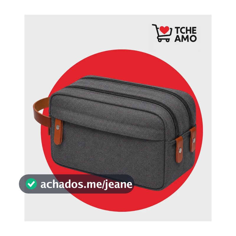 Necessaire Unissex Masculina Impermeável Organiza tudo para Viagens e Trabalho 2 Compartimentos Grandes + 2 Bolsos Organizadores Cor Cinza Tche Amo