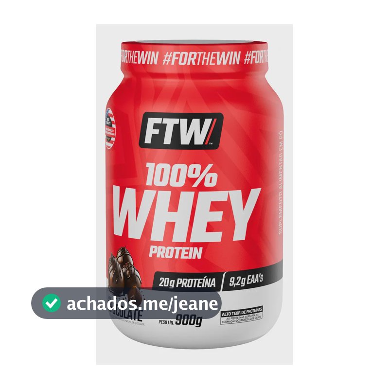 Whey Protein 100% Concentrado Pote 900g Sabor Chocolate - FTW