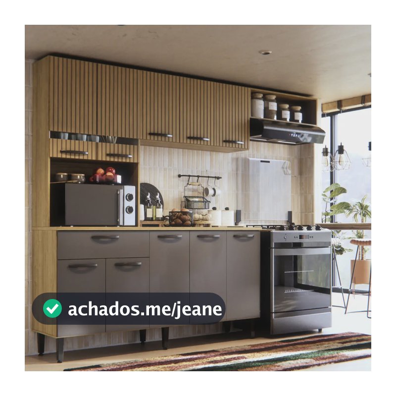 Armário de Cozinha Completo Dora Com 10 Portas e Gaveta Amplo Espaço Interno, Ideal para Cozinha Planejada, Acabamento Compacta Resistente e Design Funcional