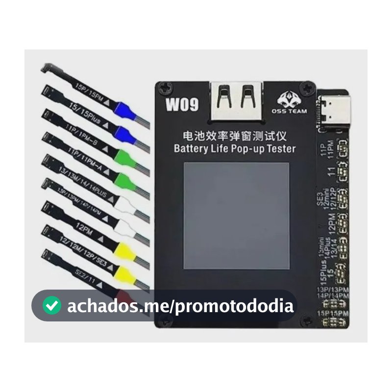 Programador Testador Bateria OSS TEAM iPhone 11 a 15 W09 Pro