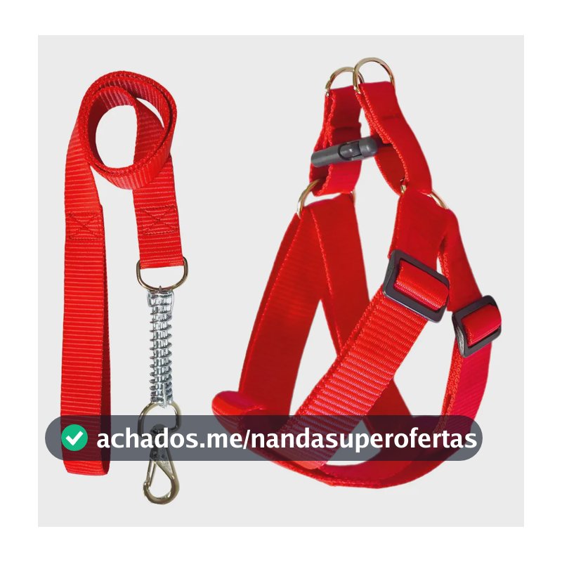 Peitoral Americano Cachorros Porte Médio Guia Anti Trancos Vermelho Porte Médio Liso