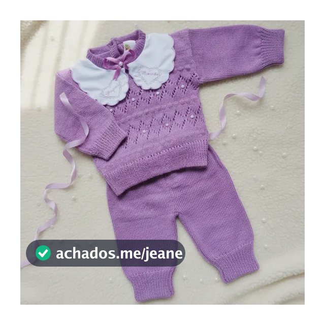 Conj Tricô  Menina Agasalho Luxo Bebê Casaco Calça Enxoval