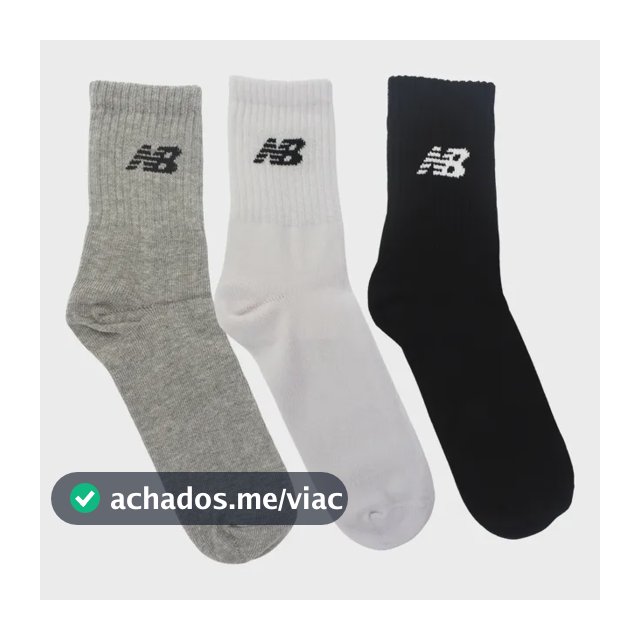 Kit 3 Meias New Balance Cano Longo 39 Ao 42 Unissex Conforto