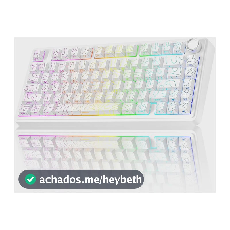 Teclado Aula F75 Contorno de nível Branco Sem Fio Rgb Tri Mode Gasket 75% Hotswap Inglês US