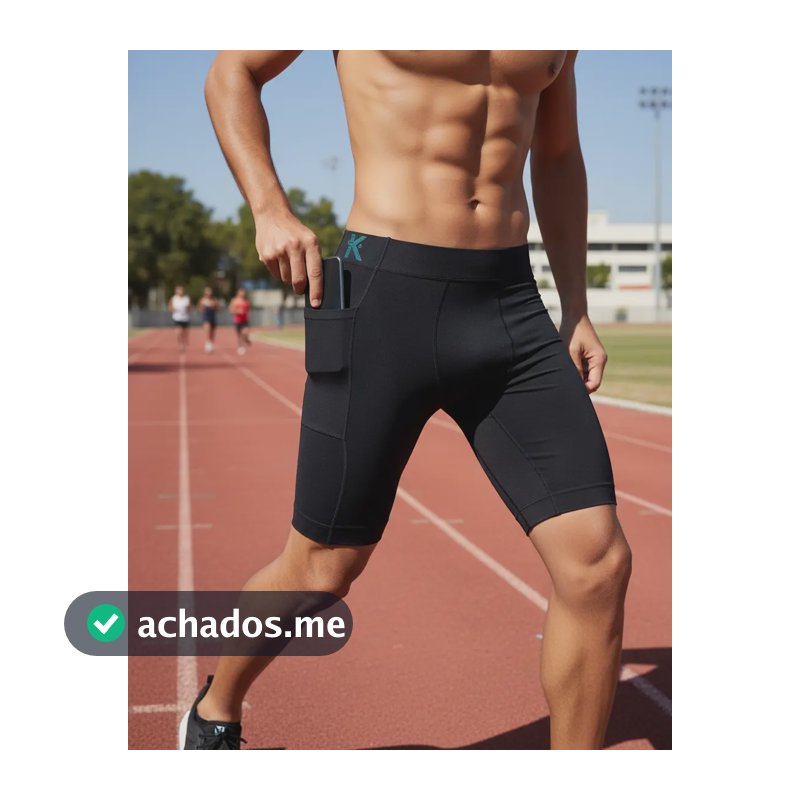 Bermuda Térmica Keeper Com Bolso Short Corrida Compressão Preto G