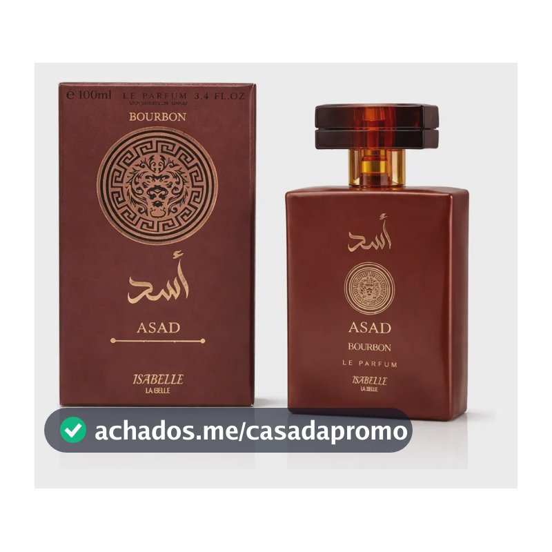 Perfume Arábe Asad Bourbon 100ml - Marca Isabelle La Belle | Fixação Intensa, Notas Amadeiradas Marcantes E Elegância Masculina