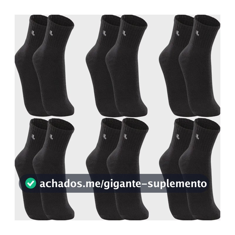 Kit 6 Pares Meias Lupo Cano Médio Esportivas Academia