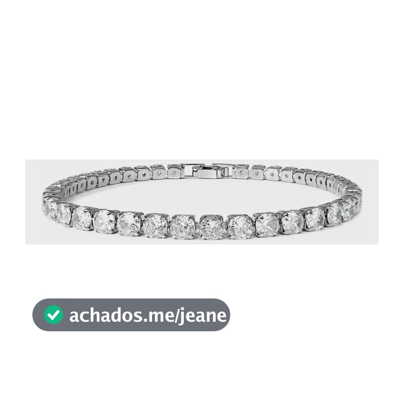 Pulseira Riviera Luxo Zircônia Branca Aço Unissex Social Branco 19 Cm