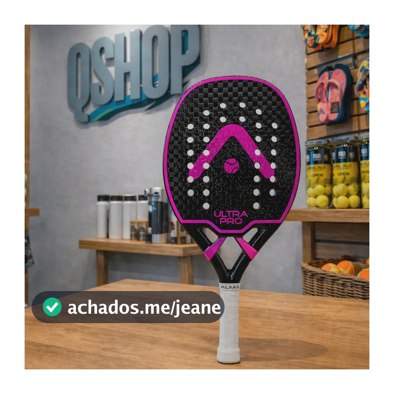 Raquete Beach Tennis Ultrapro 12k Com Tratamento Alma Genius Preto/rosa