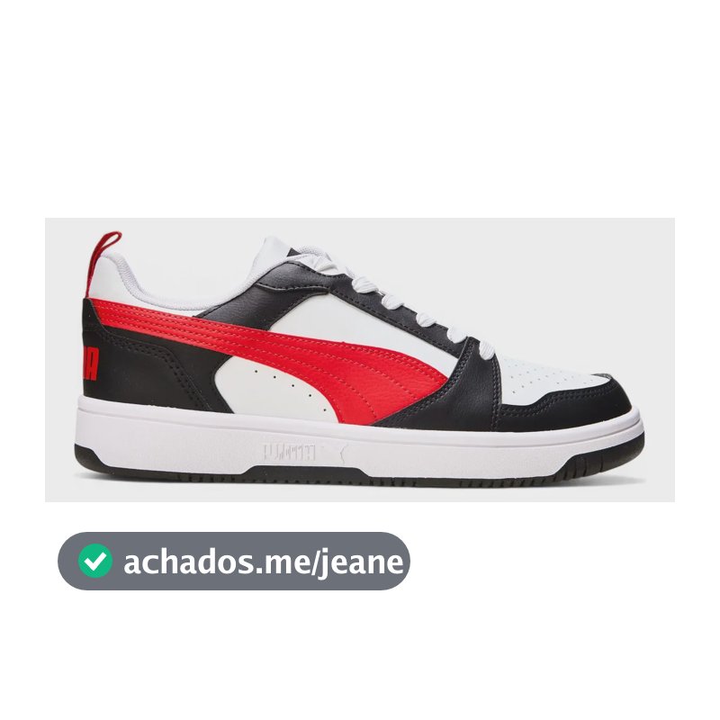 Tênis Casual Masculino Rebound V6 Low Puma Puma White-for All Time Red-puma Black Liso 44 Br