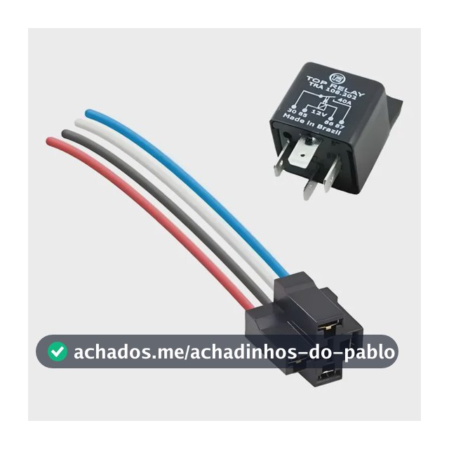 Rele Auxiliar Automotivo 4 Pinos 12v 40a + Plug Conector 12v