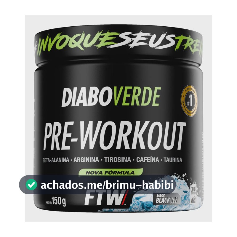 Pré Treino Pre Workout DIABO VERDE Pote 150g Sabor Black Ice FTW