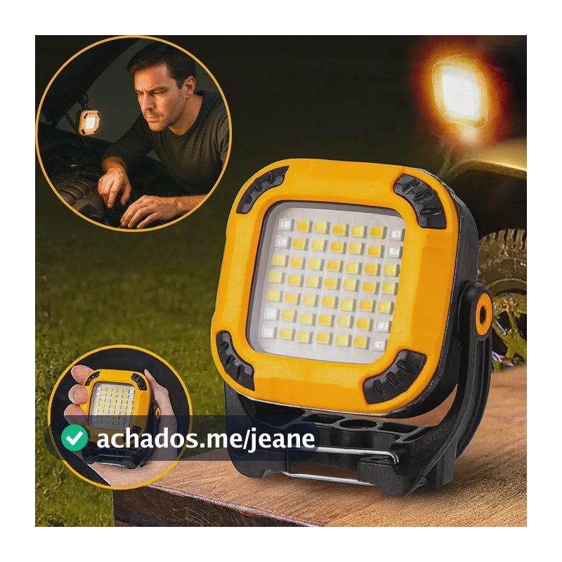 Lanterna Trabalho Portátil Lampião Led Recarregável Camping Amarelo Usb