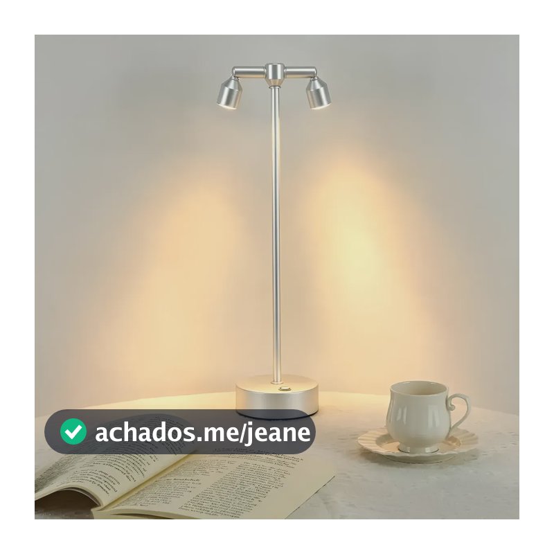 Luminária Mesa Abajur Led Dimerizável Recarregável Excelente Prata - Luzes Duplas 5v