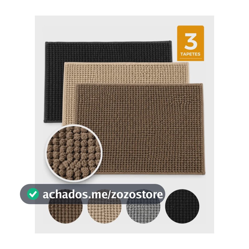 Kit 3 Tapetes De Banheiro Microfibra Bolinha Macio Seca Pés Aleatório