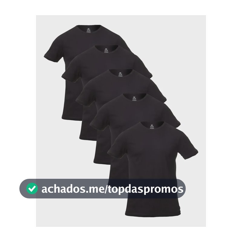 Kit Com 5 Camisetas Masculinas Básicas Slim Hering 4fv31den Preto Liso M
