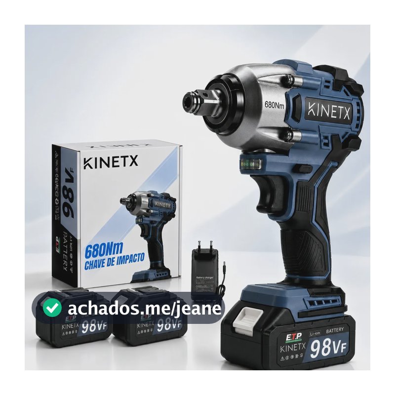 Chave De Impacto Parafusadeira 680nm Brushless 98v 2baterias Preto 127/220v