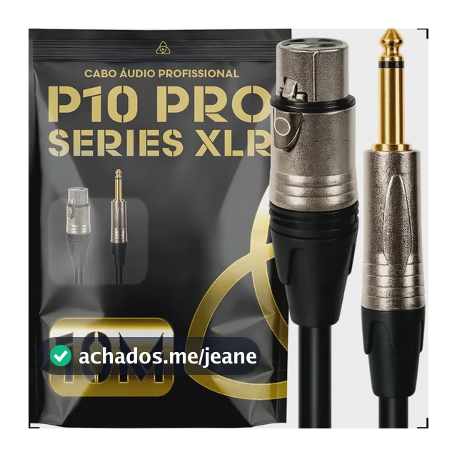 Cabo P10 Mono Macho para XLR Fêmea Trinity de 10 Metros com Blindagem para Áudio Profissional