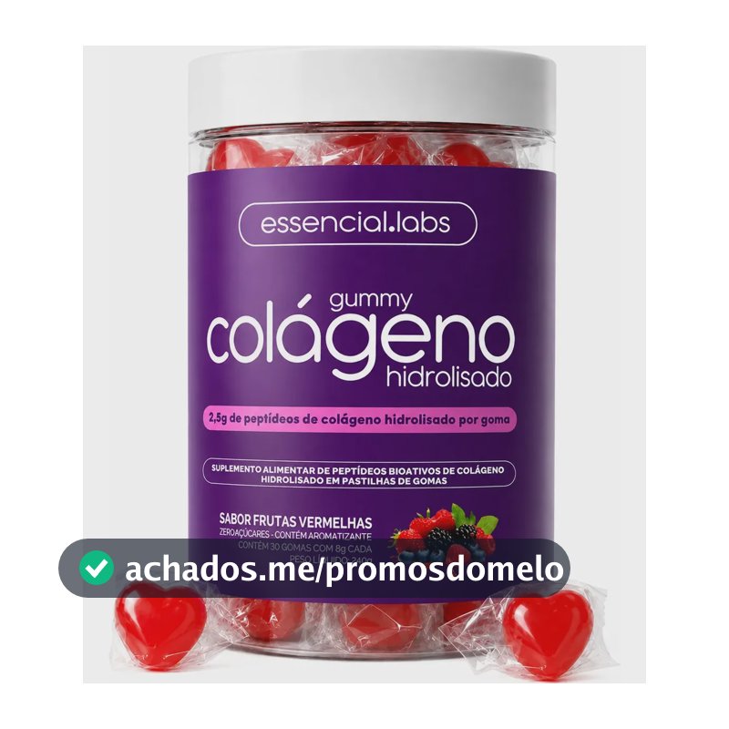 GUMMY de COLÁGENO VERISOL® com 2,5g de Peptídeos Bioativos por Gummy e Tecnologia Alemã - 30 Doses - Sabor Frutas Vermelhas