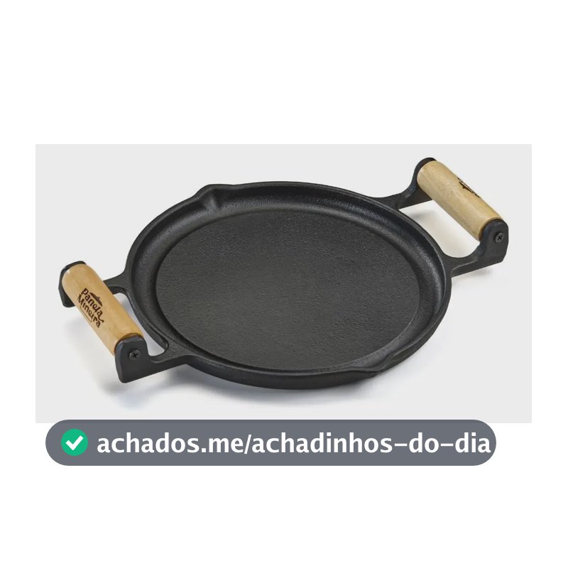 Bifeteira Ferro Fogo Forte22x2cm Alça Madeira Panela Mineira Preto