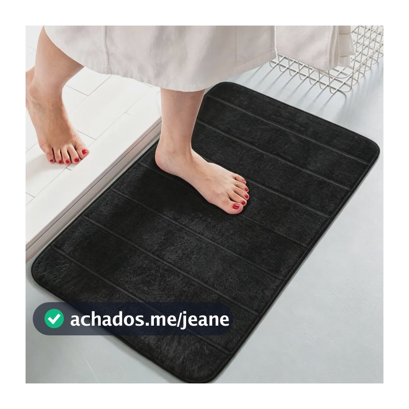 Tapete De Banheiro Antiderrapante Absorvente 60x40 Preto