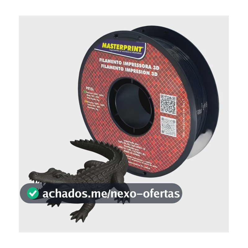 Filamento Impressora 3d Masterprint Petg 1.75mm 1kg Preto