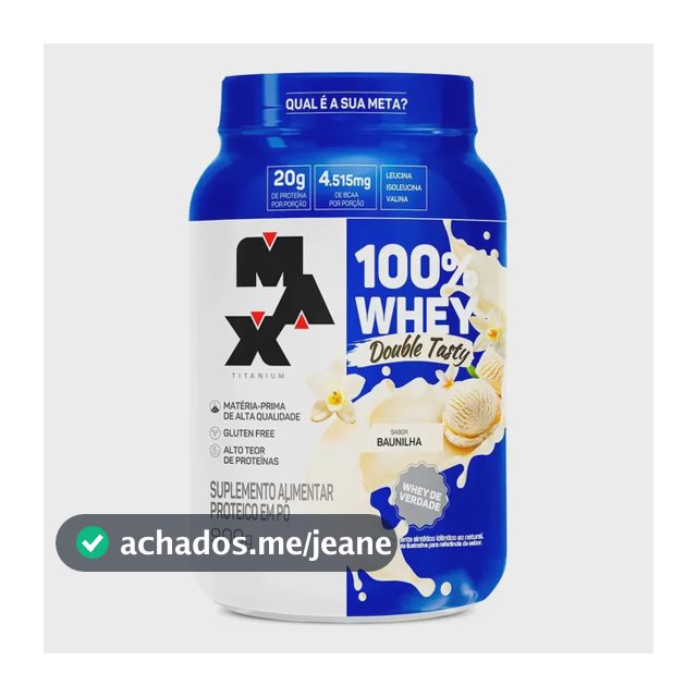 Whey 100% Concentrado Double Tasty Max Titanium Pote 900g Sabor Baunilha