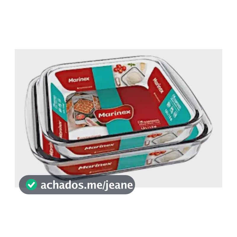 Kit 2 Assadeira De Vidro Quadrada Taça Marinex 1.8lt E 1.1lt