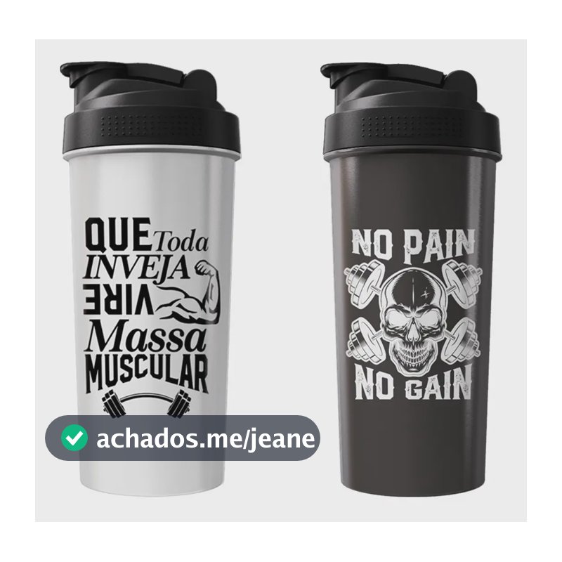 Kit 2 Coqueteleira Shaker Academia Garrafa Agua Treino Casal