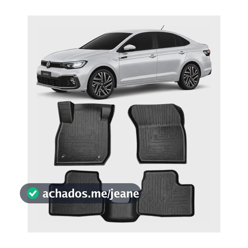 Jogo Tapete Bandeja Borracha Automotivo Compatível Vw Virtus Preto