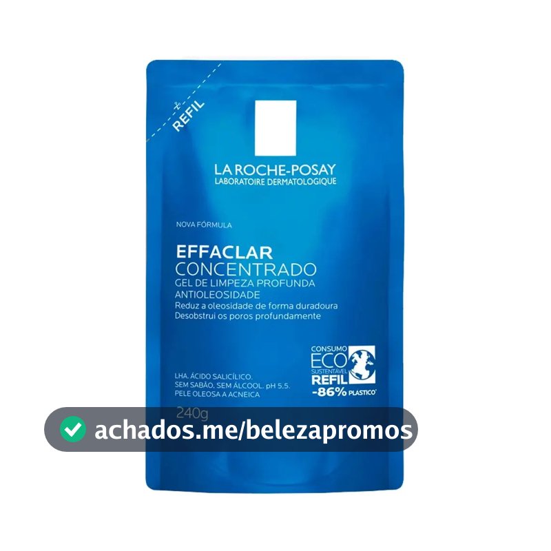 Gel de Limpeza Facial Refil para Pele Oleosa e Acneica com Ácido Salicílico, LHA e Zinco de Limpeza Profunda e Controle Duradouro da Oleosidade Effaclar La Roche-Posay 240g
