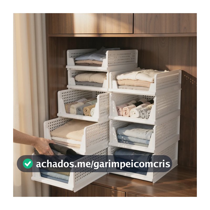 Heemli Organizador Guarda Roupa Dobrável Gaveta Branco Branco-b