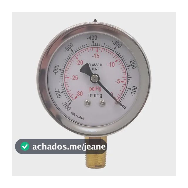 Vacuômetro Aço Inox 62mm Reto 1/4 30pol 760mhg Glicerinado