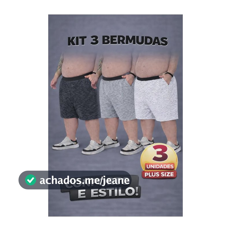 Kit 3.. Bermudas Masculinas Plus Size Basica Academia Lote Sortida Liso Ou Rajado G4    ( 56 )
