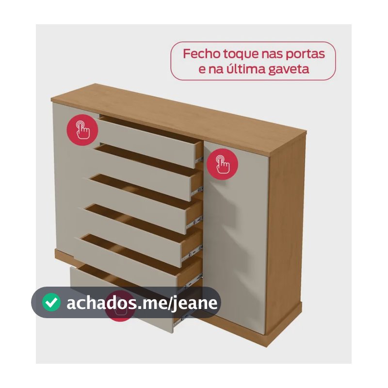 Cômoda 2 Portas 7 Gavetas 3 Prateleiras Vedra Bjwt