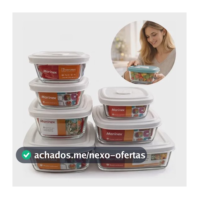 Kit 7 Potes Marinex Vidro Com Tampa Facilita Envio Imediato