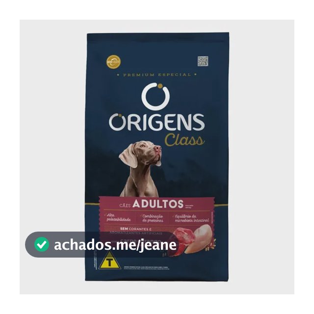 Ração Origens Class Premium Especial Cão Adulto Seca Carne e Frango 15kg Adimax