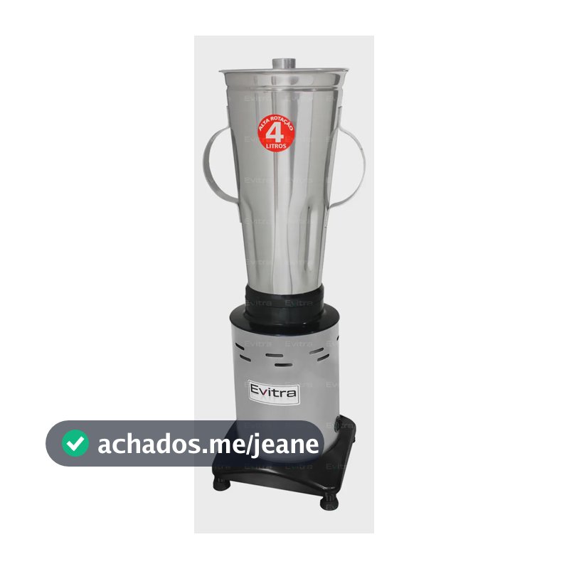 Liquidificador Industrial Potente 4 Litros Turbo Alta Rotação Jarra de Aço Inoxidável Preto e Prata Evitra 127v