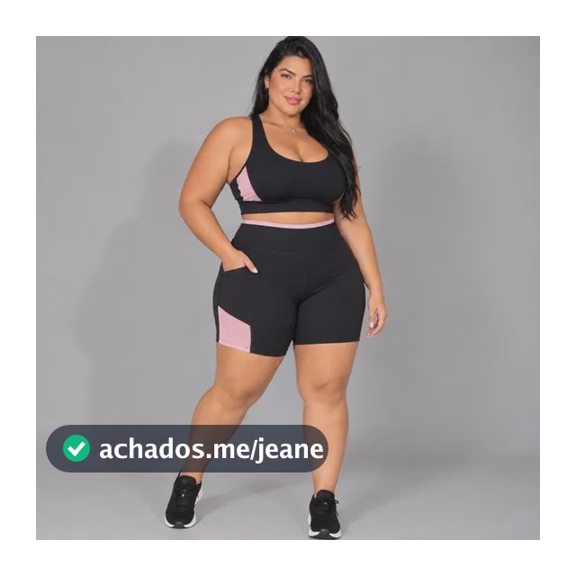 Conjunto Academia Plus Size Top Fitness  Bermuda Short Bolso