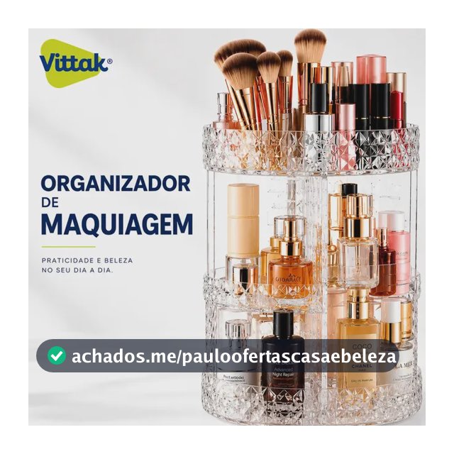 Vittak Organizador Maquiagem Cosméticos Batom Acrílico Giratório 360º Ajustável