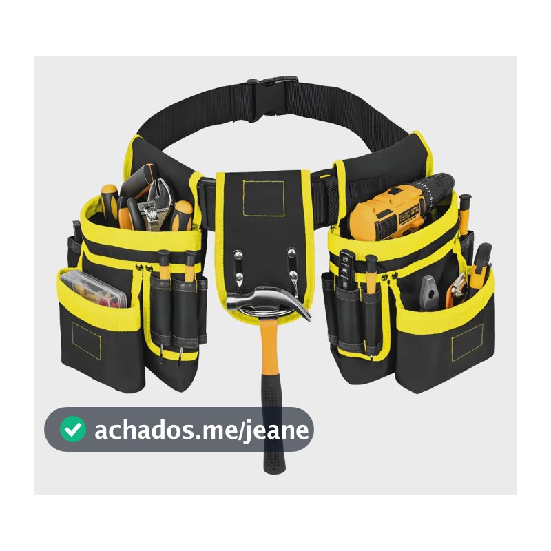 Bolsa De Ferramentas Cinto Ajustável Cinturão Eletricista Preto
