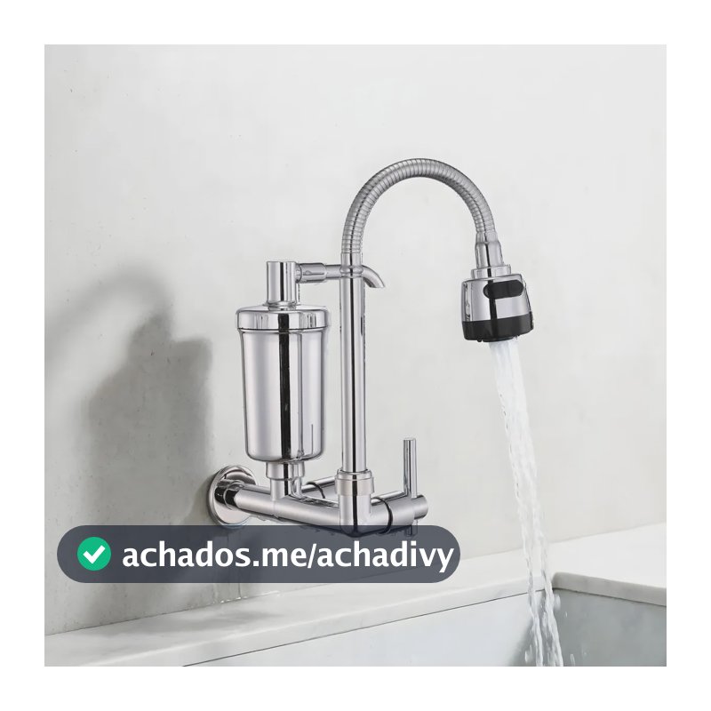 Torneira De Parede Com Filtro Para Cozinha Flexível Parede Prateado Parede