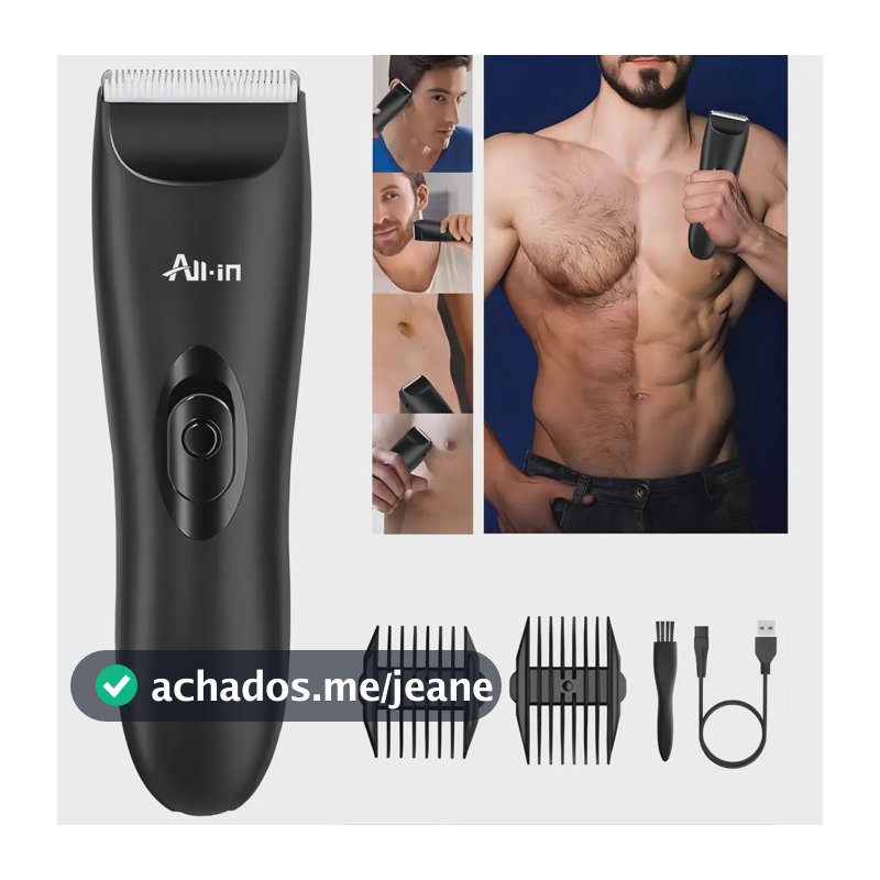 All-in Barbeador Eletrico Aparador De Pelos Areas Intimas Barba Homem Aparelho De Barbear Maquina De Cortar Cabelo Recarregável A Prova Da Agua Portatil