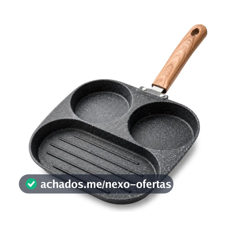 Frigideira Antiaderente com 3 Cavidades para Ovo e Panqueca de Alumínio