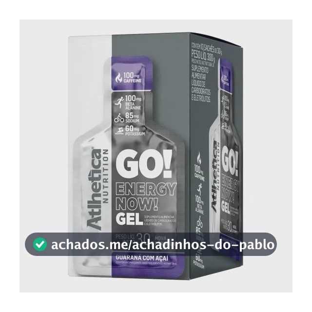 Suplemento em gel Atlhetica Nutrition Energy Gel Carboidratos sabor Açaí com guaraná x 30g 10 un