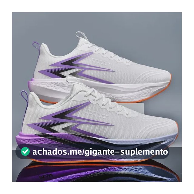 Calçados Esportivos Ultraleves, Tênis De Corrida Para Casais Branco E Roxo Geométrico 44