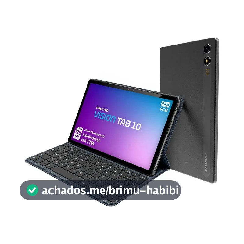 Positivo Vision TAB10 T3010 4GB RAM 128GB SSD com Capa Teclado Octa-Core 5 13MP Bateria 6000mAh Tela 10.1“ HD Wifi AC e 4G Full Lamination - Preto