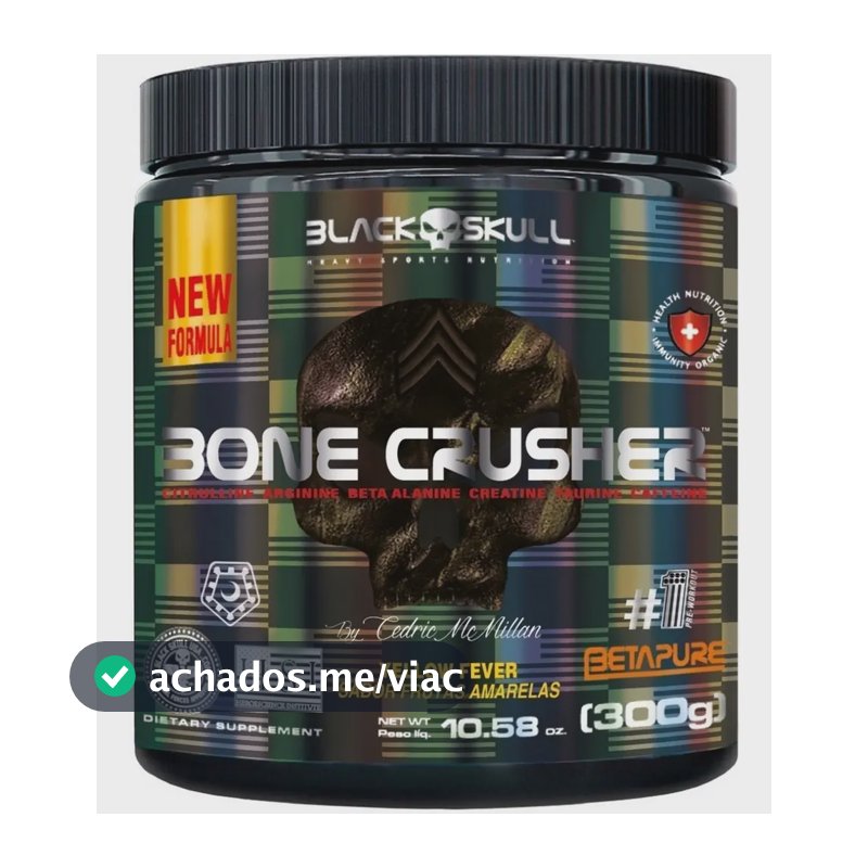 Pré-treino Bone Crusher 300g Black Skull Sabor Frutas Amarelas