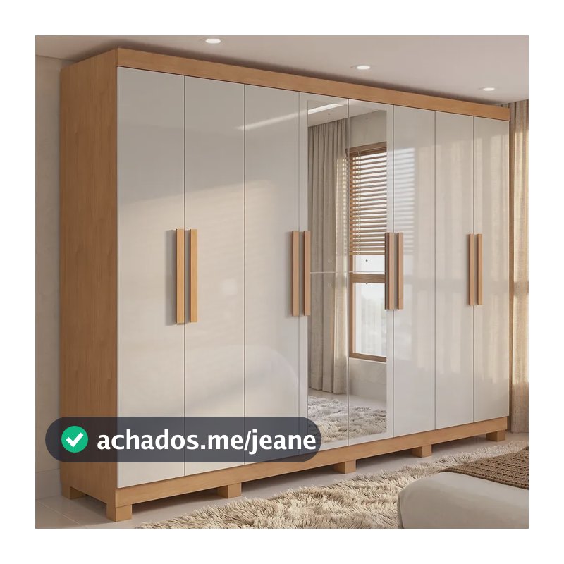 Guarda-roupa Casal Móveis Lopas Easy Slim 8 Portas Com Espelho E Gavetas