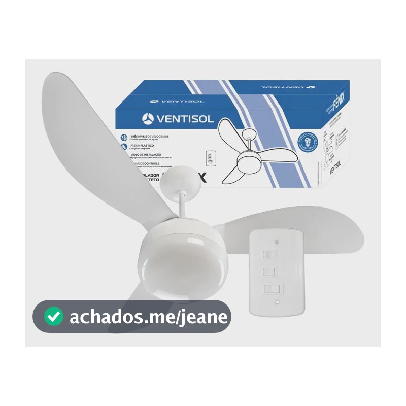 Ventilador Fenix Br 3p Inj Bran Cv3 Premium Ventisol 96 Cm Branco Plástico 3